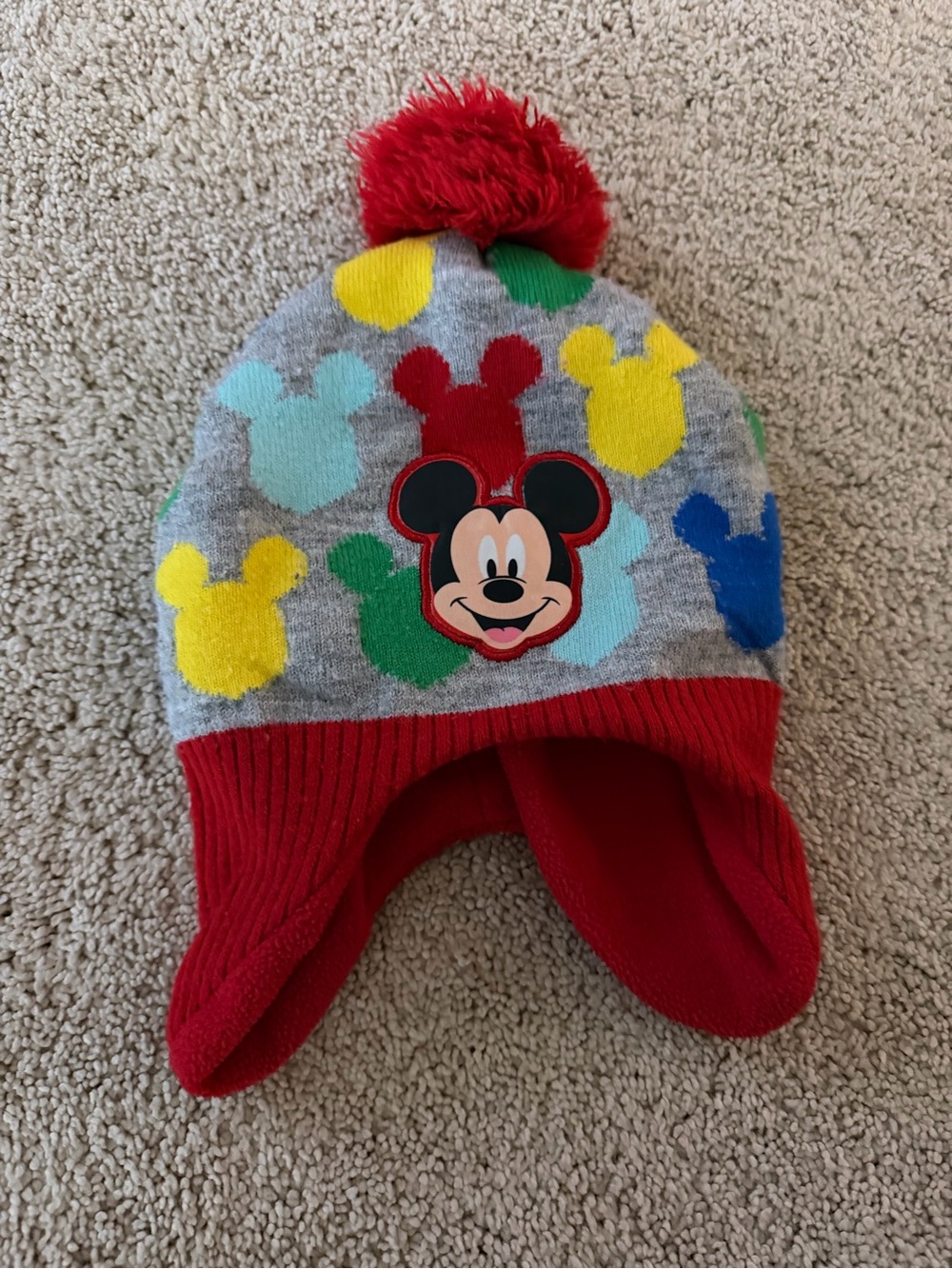 Disney Red Pom-Pom Mickey Earflap Knit Hat